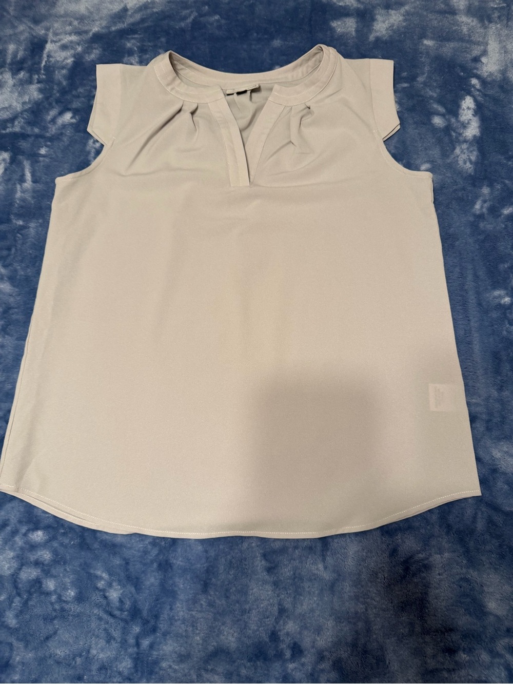 Sleeveless Light Gray V-Notch Pleat Front Camisole